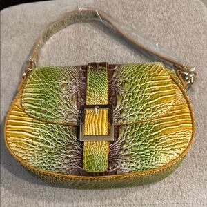 Green and Yellow Crocodile Pattern Women's Bag